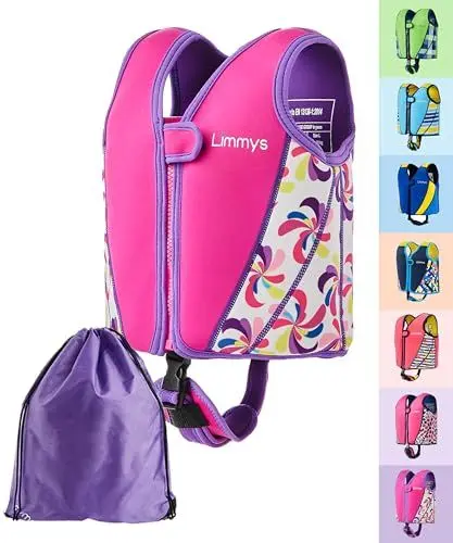 Produktbild: Limmys Premium Schwimmweste Kinder - Schwimmhilfe für Kinder und Kleinkinder – Moderne Kinder Schwimmweste Baby, für Jungen und Mädchen - Mit Kordelzug-Tasche