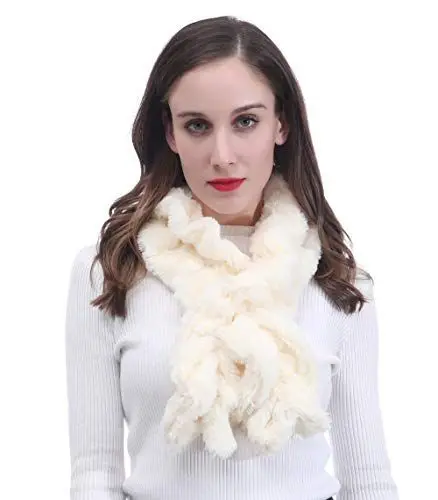 Produktbild: Lina & Lily Plain Ombre Farbe Fell Faux Fur Damen Winter Twist Schal Schlauchschal (Milch Weiß)