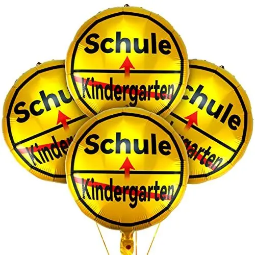 Produktbild: LINAYE Folienballon Einschulung Schulanfang Deko - 4 Stk Heliumballon Folien Luftballon Deko für Einschulung Schulanfang Schuleinführung Schulstart Ballon Deko Dekoration für Schulkind Jungen Mädchen