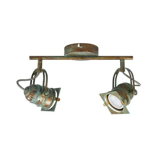 Produktbild: Lindby Deckenlampe, Deckenstrahler drehbar und schwenkbar Metall in Grünspanoptik 2x GU10 max. 5W ohne Leuchtmittel Spot Strahler Deckenspot