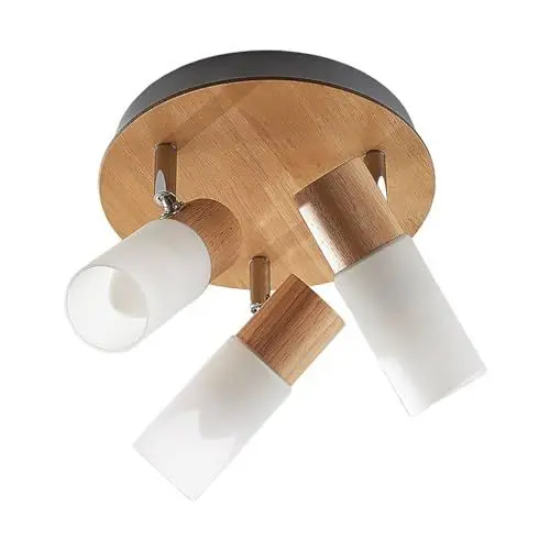 Produktbild: Lindby Deckenlampe Glas, Holz Deckenstrahler schwenkbar und drehbar 3x E14 max. 5W ohne Leuchtmittel Deckenleuchte Deckenspot Spot Strahler