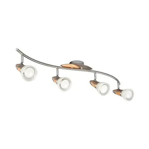 Produktbild: Lindby Deckenlampe Glas, Metall, Holz, Deckenstrahler drehbar und schwenkbar, Deckenleuchte 4x E14 max. 7W, ohne Leuchtmittel, Lampe Wohnzimmer, Küchenlampe