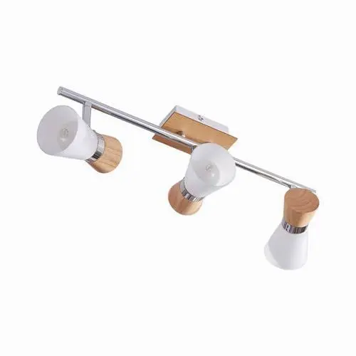 Produktbild: Lindby Deckenlampe Glas, Metall Holz Deckenstrahler schwenkbar & drehbar 3x E14 max. 40W ohne Leuchtmittel Deckenspot Spot Strahler