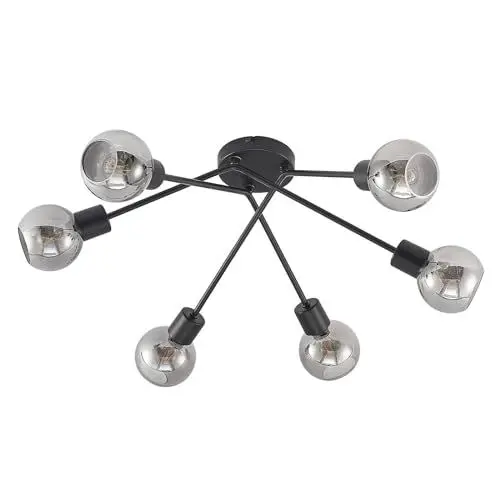 Produktbild: Lindby Deckenlampe Lioma (Modern) in Schwarz aus Metall (6 flammig, E14) - Deckenleuchte Lampe Wohnzimmerleuchte