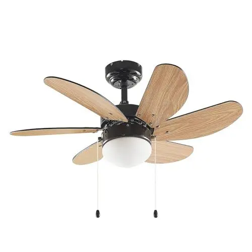 Produktbild: Lindby Deckenventilator mit Lampe Minja (Modern) in Schwarz aus Metall (1 flammig, E14) - Ventilator Wohnzimmerleuchte