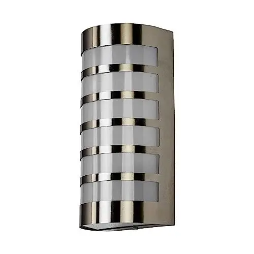Produktbild: Lindby Edelstahl Wandlampe aussen IP44, Aussenwandleuchte Wandleuchte silber Außenbeleuchtung Wand für Hof Garten Terrasse Balkon Haus Aussenleuchte