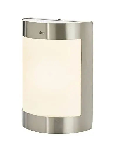 Produktbild: Lindby Outdoor Wandleuchte, Edelstahl und Polycarbonat, Wandmontage, spritzwassergeschützt IP44, abgerundete Front, 40W Glühbirne (nicht im Lieferumfang enthalten), 22cm Höhe, LED kompatibel