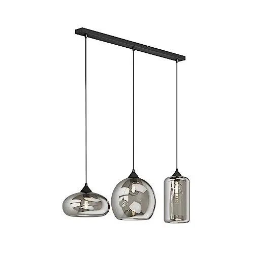 Produktbild: Lindby Esstisch Pendelleuchte Glas rauchgrau, Hängeleuchte Rauchglas Esszimmer 3x E27, ohne Leuchtmittel, Hängelampe Wohnzimmer, Esszimmerlampe