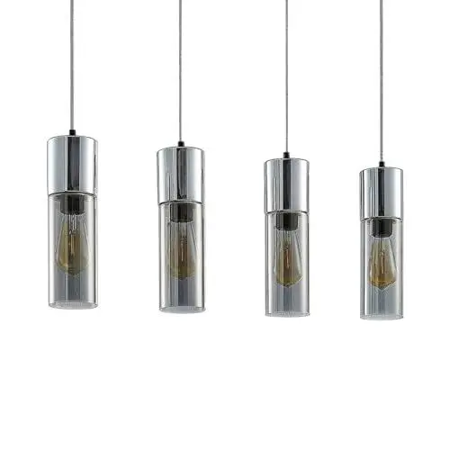 Produktbild: Lindby Esstisch Pendelleuchte, Hängeleuchte Glas Metall, Hängelampe Rauchgrau 4x E27 max. 25W, ohne Leuchtmittel, Wohnzimmer, Glasleuchte
