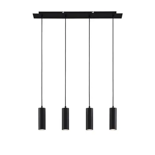 Produktbild: Lindby Esstisch Pendelleuchte, Hängeleuchte Metall schwarz Hängelampe 4x GU10 max. 35W ohne Leuchtmittel Esszimmer Küche Wohnzimmer