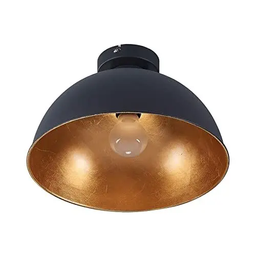 Produktbild: Lindby LED Deckenlampe Metall schwarz, gold matt Ø31 cm Deckenleuchte 1x E27 max. 60W ohne Leuchtmittel Deckenbeleuchtung Wohnzimmer Esszimmer