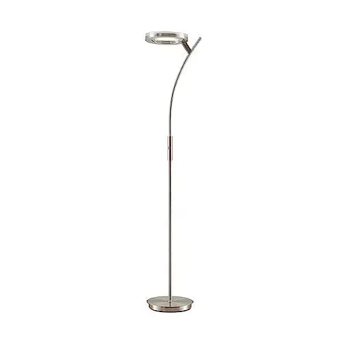 Produktbild: Lindby LED Stehlampe, Deckenfluter dimmbar mit Touchdimmer, Standleuchte nickel satiniert, 1x 30W LED, warmweiß 3000K, Stehleuchte Wohnzimmer