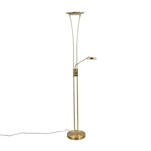 Produktbild: Lindby LED Stehlampe, Deckenfluter dimmbar verstellbarer Lesearm Standleuchte Metall Glas Standlampe Wohnzimmerlampe Leselampe