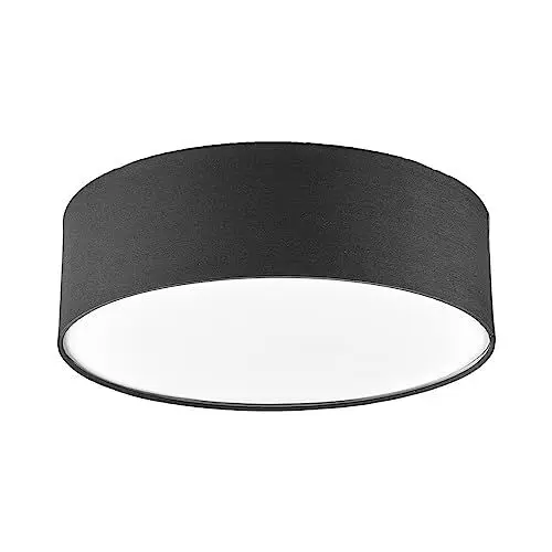 Produktbild: Lindby LED Textil Deckenleuchte rund 40 cm, Deckenlampe Stoff grau 3xE27 max. 60W ohne Leuchtmittel Wohnzimmerleuchte