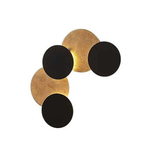 Produktbild: Lindby LED Wandlampe schwarz gold, Wandspot Wandleuchte innen Deckenlampe Deckenleuchte 17W Wandbeleuchtung Wohnzimmer Esszimmer Flur