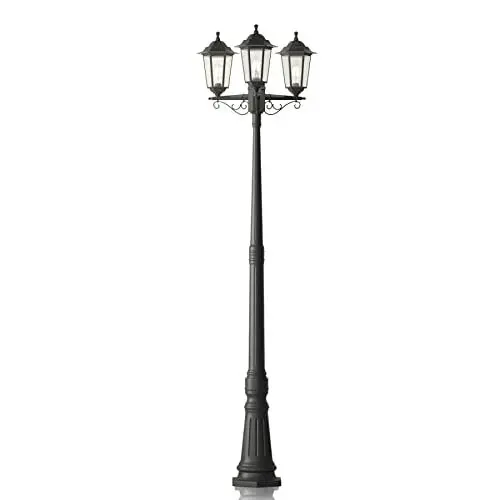 Produktbild: Lindby Mastleuchte, Wegeleuchte 217 cm Aussenleuchte Stehlampe Gartenlaterne IP44 Gartenlampe Außenleuchte Wegelampe Hof 3x E27 ohne Leuchtmittel