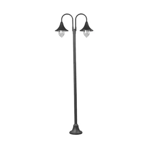Produktbild: Lindby Mastleuchte außen Madea (spritzwassergeschützt (Modern) in Schwarz aus Aluminium (2 flammig, E27) - Kandelaber Außenleuchte