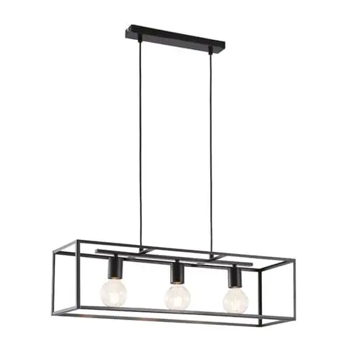 Produktbild: Lindby Pendelleuchte Emily (Modern) in Schwarz aus Metall (3 flammig, E27) - Deckenlampe Esstischlampe Hängelampe Hängeleuchte Küchenleuchte