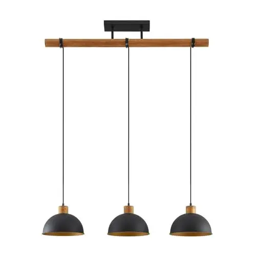 Produktbild: Lindby Pendelleuchte Flurin (Modern) in Schwarz aus Metall (3 flammig, E27) - Deckenlampe Esstischlampe Hängelampe Hängeleuchte Wohnzimmerleuchte