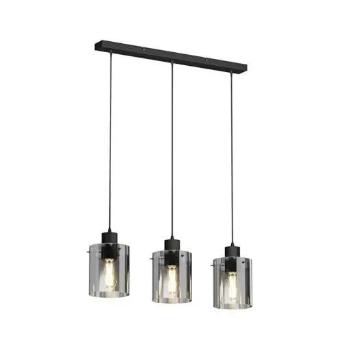 Produktbild: Lindby Pendelleuchte Kourtney (Modern) in Schwarz (3 flammig, E27) - Glas Hängelampe Esstischlampe Hängeleuchte Wohnzimmerleuchte