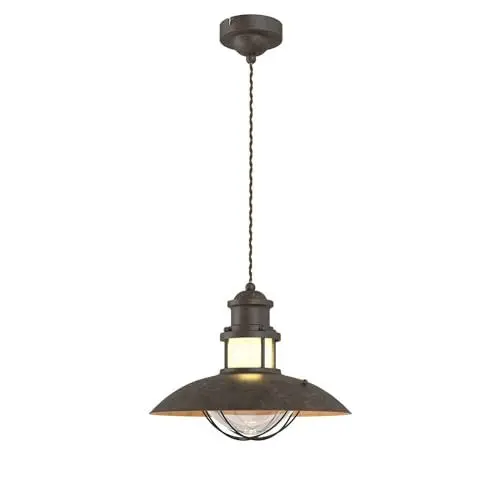 Produktbild: Lindby Pendelleuchte Louisanne (Maritim) in Braun aus Metall (1 flammig, E27) - Deckenlampe Esstischlampe Hängelampe Hängeleuchte Flurleuchte