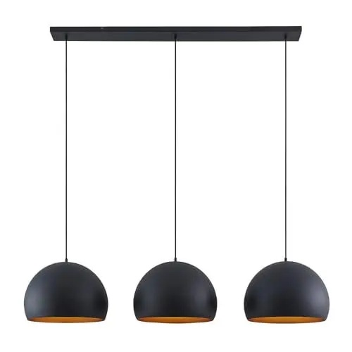 Produktbild: Lindby Esstisch Pendelleuchte schwarz gold Metall, Hängeleuchte Esszimmer 3x E27 ohne Leuchtmittel Hängelampe Wohnzimmer Pendellampe Esszimmerlampe