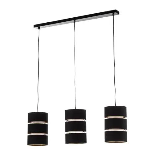 Produktbild: Lindby Pendelleuchte 'Tsomo' (Skandinavisch) in Schwarz aus Textil u.a. für Wohnzimmer & Esszimmer (3 flammig, E27) - Deckenlampe, Esstischlampe, Hängelampe, Hängeleuchte, Wohnzimmerlampe