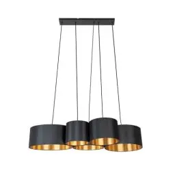 Produktbild: Lindby Pendelleuchte 'Vironi' (Modern) in Schwarz aus Metall u.a. für Wohnzimmer & Esszimmer (5 flammig, E27) - Deckenlampe, Esstischlampe, Hängelampe, Hängeleuchte, Wohnzimmerlampe