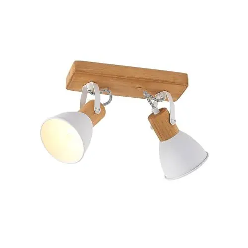 Produktbild: Lindby Strahler Merela (Skandinavisch) aus Holz (2 flammig, E14) - Deckenlampe Deckenleuchte Lampe Spot Wohnzimmerleuchte