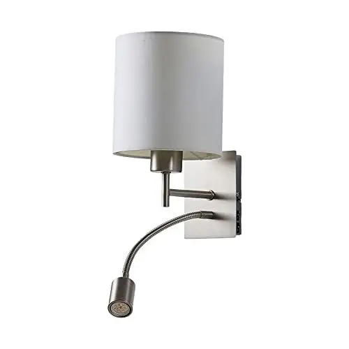 Produktbild: Lindby Wandleuchte, Wandlampe Innen Camilo (Modern) in Weiß aus Textil (1 flammig E27) - Wandleuchten Wandstrahler Wandbeleuchtung Schlafzimmer/Wohnzimmer Wohnzimmerleuchte