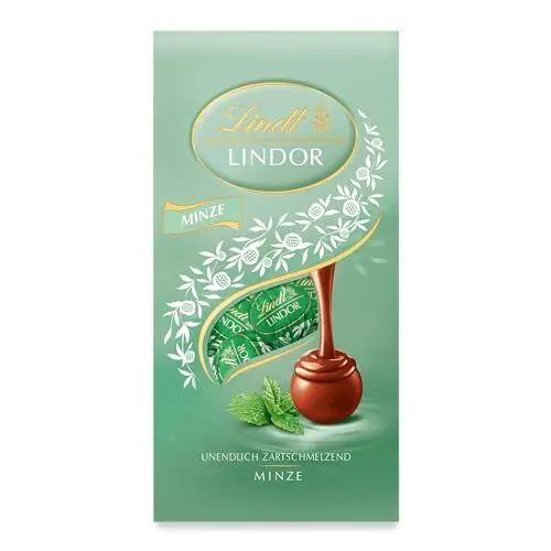 Produktbild: Lindt Lindor Vollmilch Kugeln Minze 4 x 137 g Einzeln gewickelte Kugeln Aus Milchschokolade mit zartschmelzender Pfefferminz-Füllung