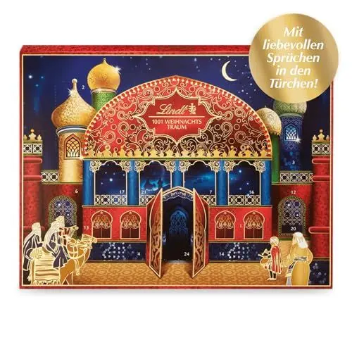 Produktbild: Lindt Schokolade 1001 Weihnachts-Traum Adventskalender 2024 | 281 g | verschiedene Pralinen- und Milchschokoladen-Überraschungen | Schokolade für die Weihnachtszeit | Schokoladen-Geschenk