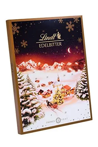 Produktbild: Lindt Schokolade Edelbitter Adventskalender 2025 | 250 g | Adventskalender mit 24 süßen Überraschungen aus Edelbitterschokolade | Schokolade für die Weihnachtszeit | Schokoladen-Geschenk