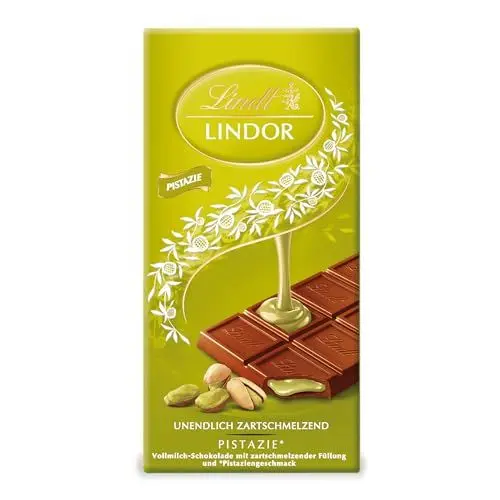 Produktbild: Lindt Schokolade LINDOR Pistazie | 100 g Tafel | Feinste Vollmilch-Schokolade mit einer unendlich zartschmelzenden Füllung mit Pistaziengeschmack | Schokoladentafel | Schokoladengeschenk