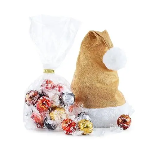 Produktbild: Lindt Schokolade LINDOR Weihnachtsmütze Glamour | 185 g | Vier Sorten zartschmelzende LINDOR Kugeln | Schokoladen-Geschenk zu Weihnachten | Pralinen-Geschenk