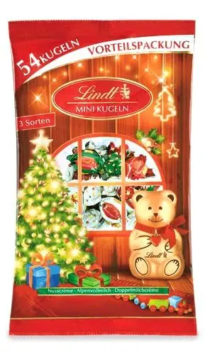 Produktbild: Lindt Schokolade Mini Kugeln , 268 g , Mini Kugeln in den Sorten Doppelmilchcrème , Nusscrème und Alpenmilch , Für Kinder , Schokoladen-Geschenk zu Weihnachten , Weihnachtsschokolade