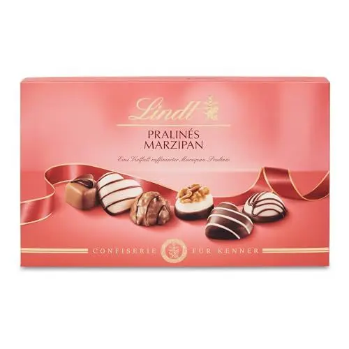 Produktbild: Lindt Schokolade Pralinen für Kenner Marzipan | 125g | Pralinés-Schachtel mit 12 feinen Marzipan-Kreationen in 6 Sorten mit und ohne Alkohol | Pralinengeschenk | Schokoladengeschenk