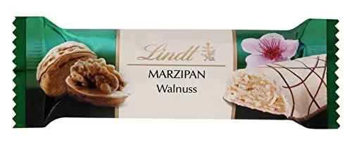 Produktbild: Lindt Schokolade Walnuss-Marzipan Riegel | 25 x 50 g Riegel im Thekendisplay | 1250 g | Pures Walnuss-Marzipan in weißer Schokolade mit feinherbem Dekor | Schokoladen Großpackung | Schokoladengeschenk