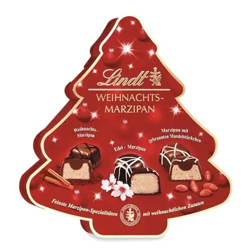 Produktbild: Lindt Schokolade Weihnachts-Marzipan | 175 g Pralinen-Schachtel | Drei weihnachtliche Spezialitäten mit Edelmarzipan | Schokoladen-Geschenk zu Weihnachten
