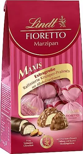 Produktbild: Lindt Schokolade - FIORETTO Maxis Marzipan | 161g | Ca. 7 Pralinen mit Marzipan-Dessert-Füllung und Mandelsplittern umhüllt von knusprigem Crisp, alkoholhaltig | Pralinengeschenk | Schokoladengeschenk