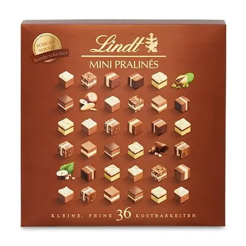 Produktbild: Lindt Schokolade - Nougat Mini Pralinés | 165 g | -Schachtel mit 36 Pralinen in 9 ausgewählten, exquisiten | Pralinengeschenk | Schokoladengeschenk | 1er Pack