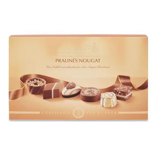 Produktbild: Lindt Schokolade - Pralinen Für Kenner Nougat | 200 g | Pralinés-Schachtel mit 20 feinen, zartschmelzenden Nuss-Nougat Kreationen in 10 Sorten | Pralinengeschenk | Schokoladengeschenk