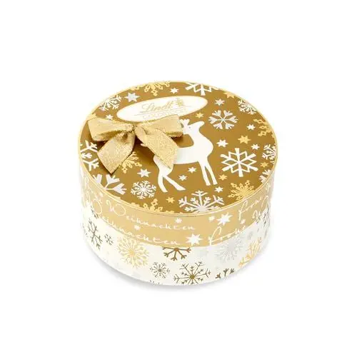Produktbild: Lindt Schokolade zu Weihnachten | Goldstücke Pralinen Rundschachtel | 140 g Weihnachtskugelsorten | Schokoladen-Geschenk zu Weihnachten | Pralinen-Geschenk