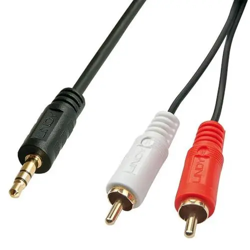 Produktbild: LINDY 35687 Premium Audio-Adapterkabel, 2X RCA (Cinch) Stecker an 3,5mm Klinkenstecker, 20m