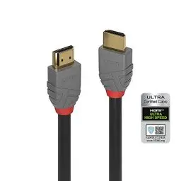Produktbild: LINDY 36953 - HDMI-Kabel 2.1 Anthra Line High Speed 2 Meter mit Ethernet, 10k@120Hz HDMI 2.1 3D 1080p HDCP 2.3 120Hz 144Hz HDR ARC CEC ATC, ATC-getestet, TV OLED, Monitor, Xbox, Blu-Ray, Soundbar
