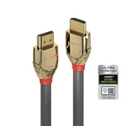 Produktbild: LINDY 37601 - HDMI-Kabel 2.1 Gold Line High Speed 1 Meter mit Ethernet, 10k@120Hz HDMI 2.1 3D 1080p HDCP 2.3 120Hz 144Hz HDR ARC CEC ATC, ATC-getestet, TV OLED, Monitor, Xbox, Blu-Ray, Soundbar