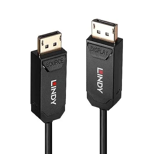 Produktbild: LINDY 38524 40m Fibre Optic Hybrid DisplayPort 2.0 UHBR10 Kabel, Glasfaser Hybrid, AOC Kabel, 4K@144Hz, 8K@60Hz, 40Gbit/s