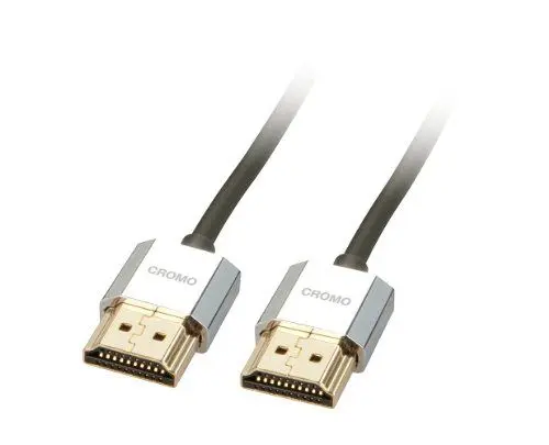 Produktbild: LINDY - HDMI-Kabel 2.0 CROMO Slim High Speed 2 Meter mit Ethernet, Slimline-Design, 4K@60Hz HDMI 2.0 18G 3D 1080p HDCP 2.2 HDR ARC CEC, ATC-getestet, TV OLED, Monitor, Xbox PS4 PS5 Blu-Ray Soundbar schwarz,silber