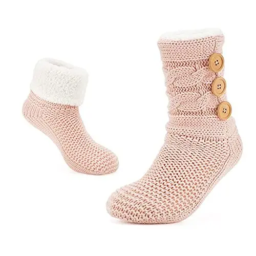 Produktbild: Linea Sogno Kuschelsocken Damen mit Stoppersohle ABS - Wintersocken Frauen Hüttensocken Anti-Rutsch - Cosy (40/41, altrosa)