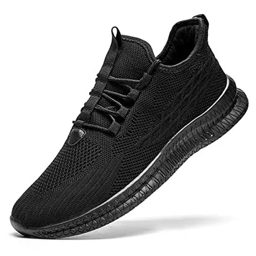 Produktbild: Linenghs Damen Sneakers Sport Running Walking Schuhe Laufschuhe Turnschuhe Freizeitschuhe Outdoor Licht Komfortabel Schuhe Atmungsaktiv Weich Schwarz EU 37